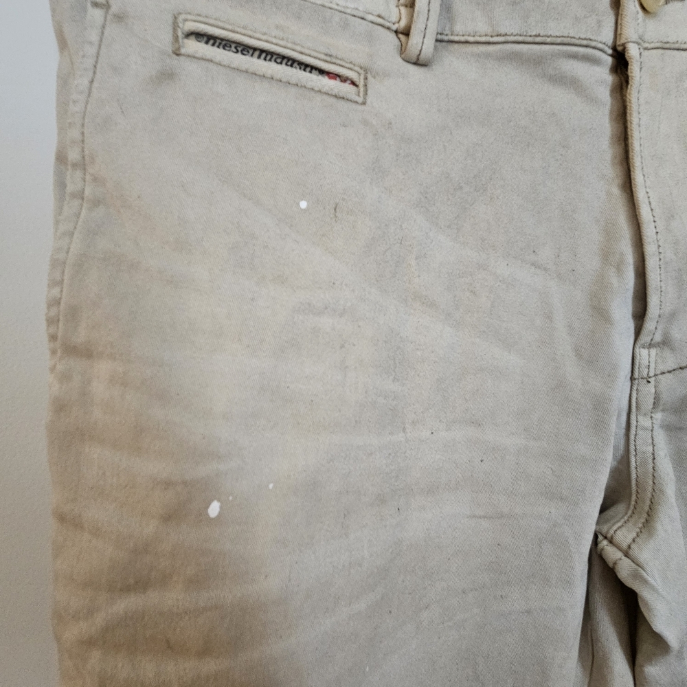 Diesel size 32 mens beige paint splatter jeans - Picture 3 of 4